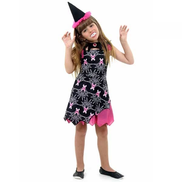 Fantasia Halloween Feminina Infantil Dia Das Bruxas Vampira