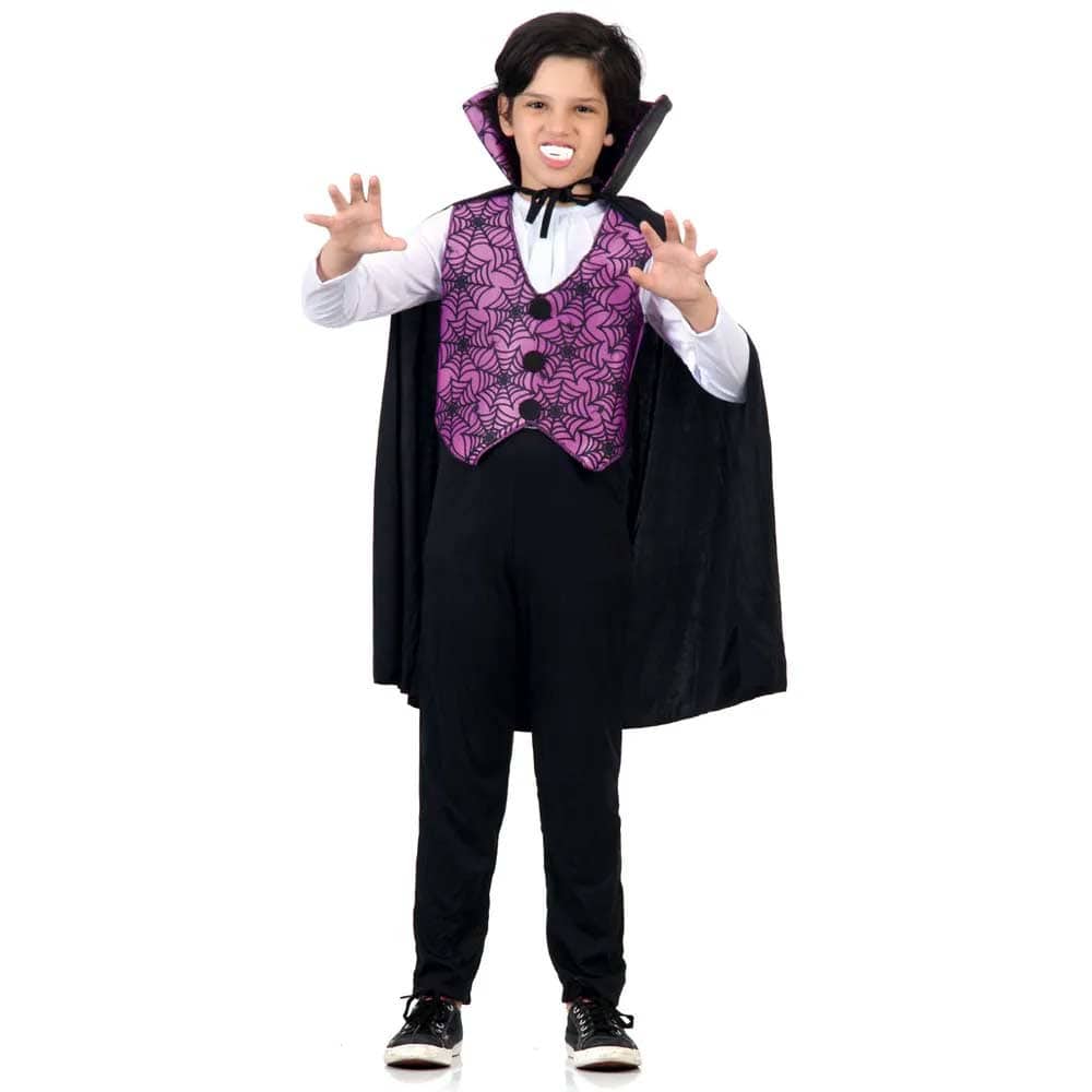 Fantasia Infantil Drácula Vampiro Halloween Cosplay - Cia Bebê