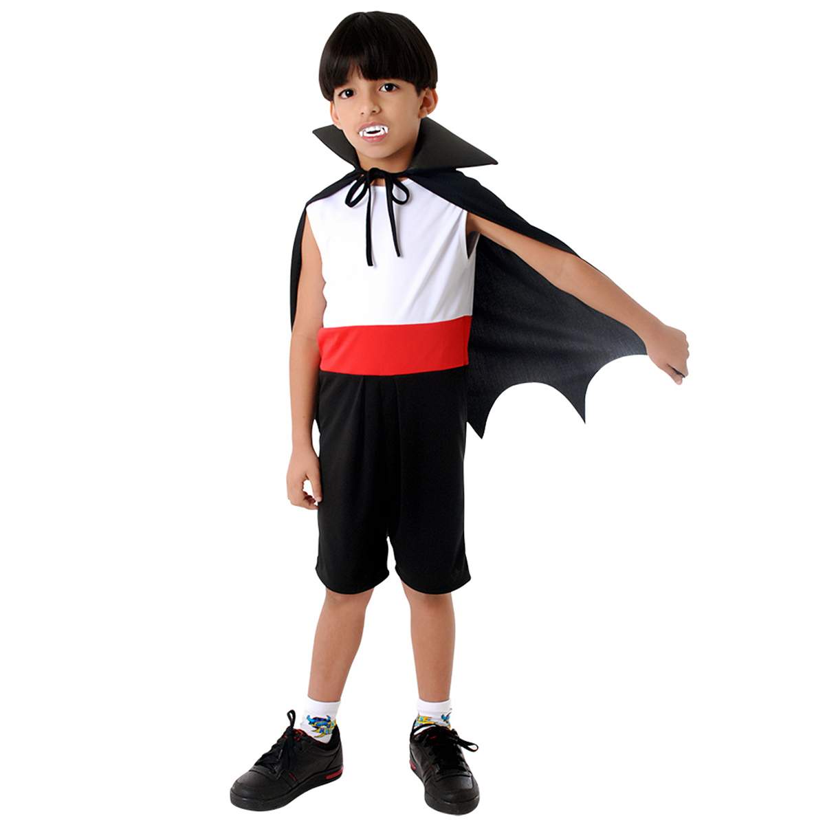 Fantasia Infantil Capa Vampiro Dracula Gola Alta Helloween