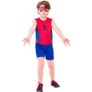 Fantasia Halloween Homem Aranha Com Máscara Pop Curto